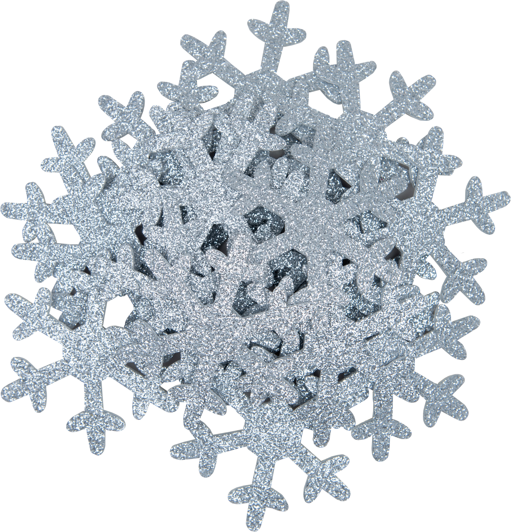 Glitterschneeflocken silber