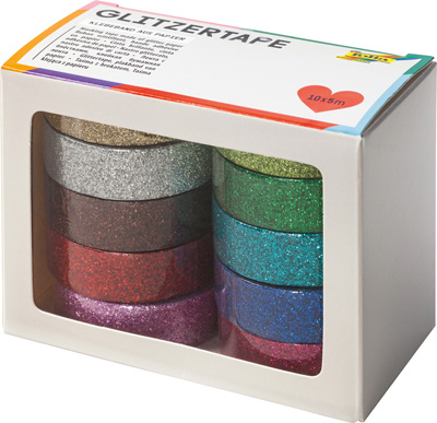 Glittertapesortiment 10 x 5 m sortiert
