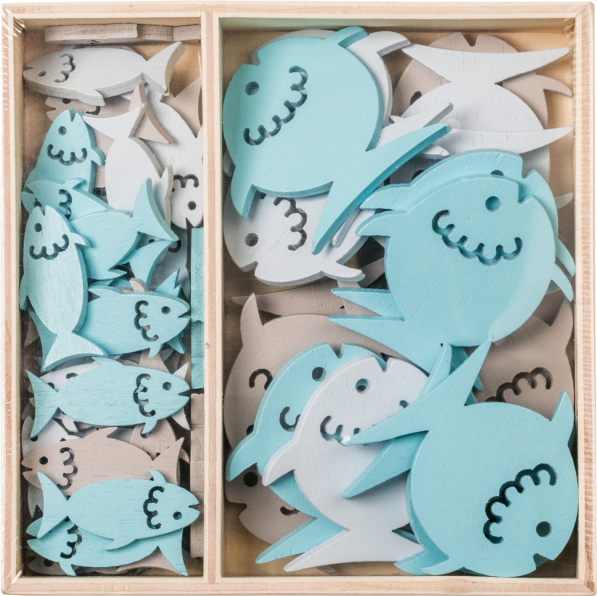 Holzstreu Fische 54 Stück sortiert SALE