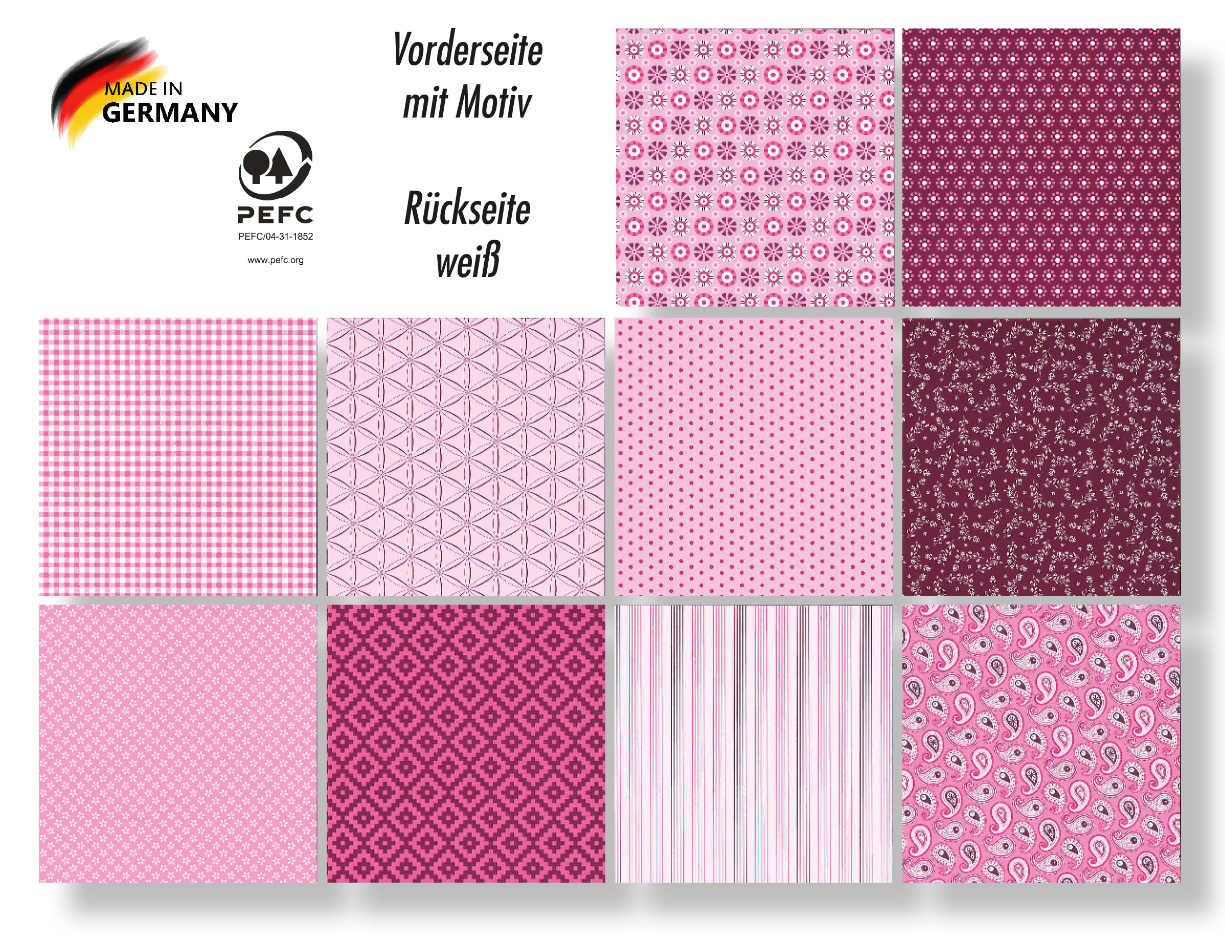 Motivkartonsortiment BASICS rosa