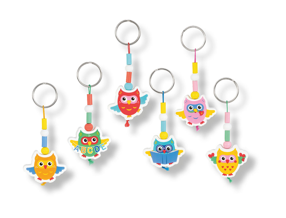 Schlüsselanhänger Eule sortiert