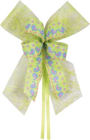 Schultütenschleife limone mit Vögeln SALE
