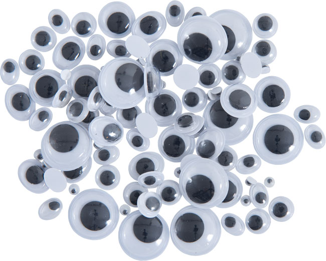 Wackelaugen rund + oval 100 Stück