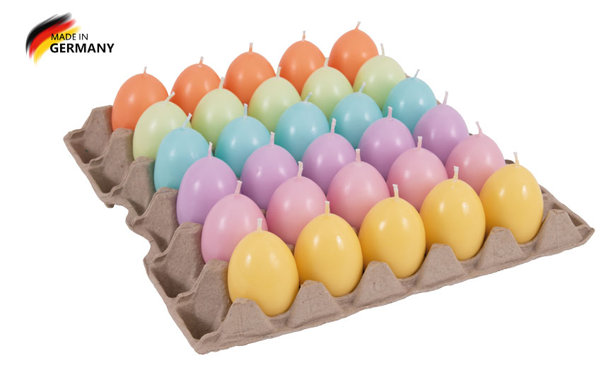 Eierkerzen pastell, 30 Stück sortiert