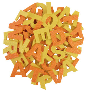 Glitter Buchstabenmix zitrone & mandarine