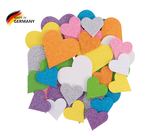 Glitterherzen Pastelltöne, 32 Stück sortiert
