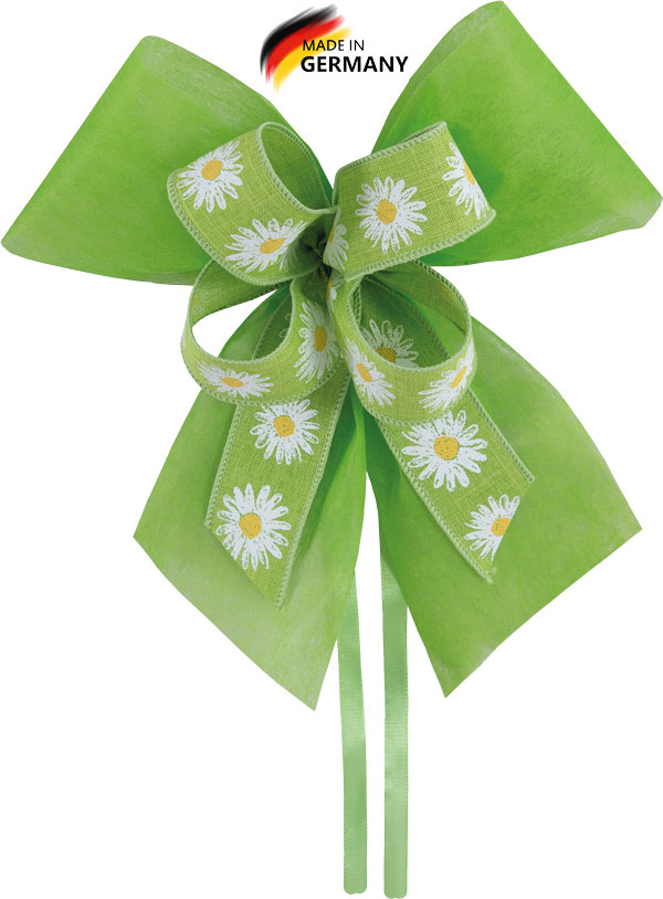Schultütenschleife maigrün mit Blumen