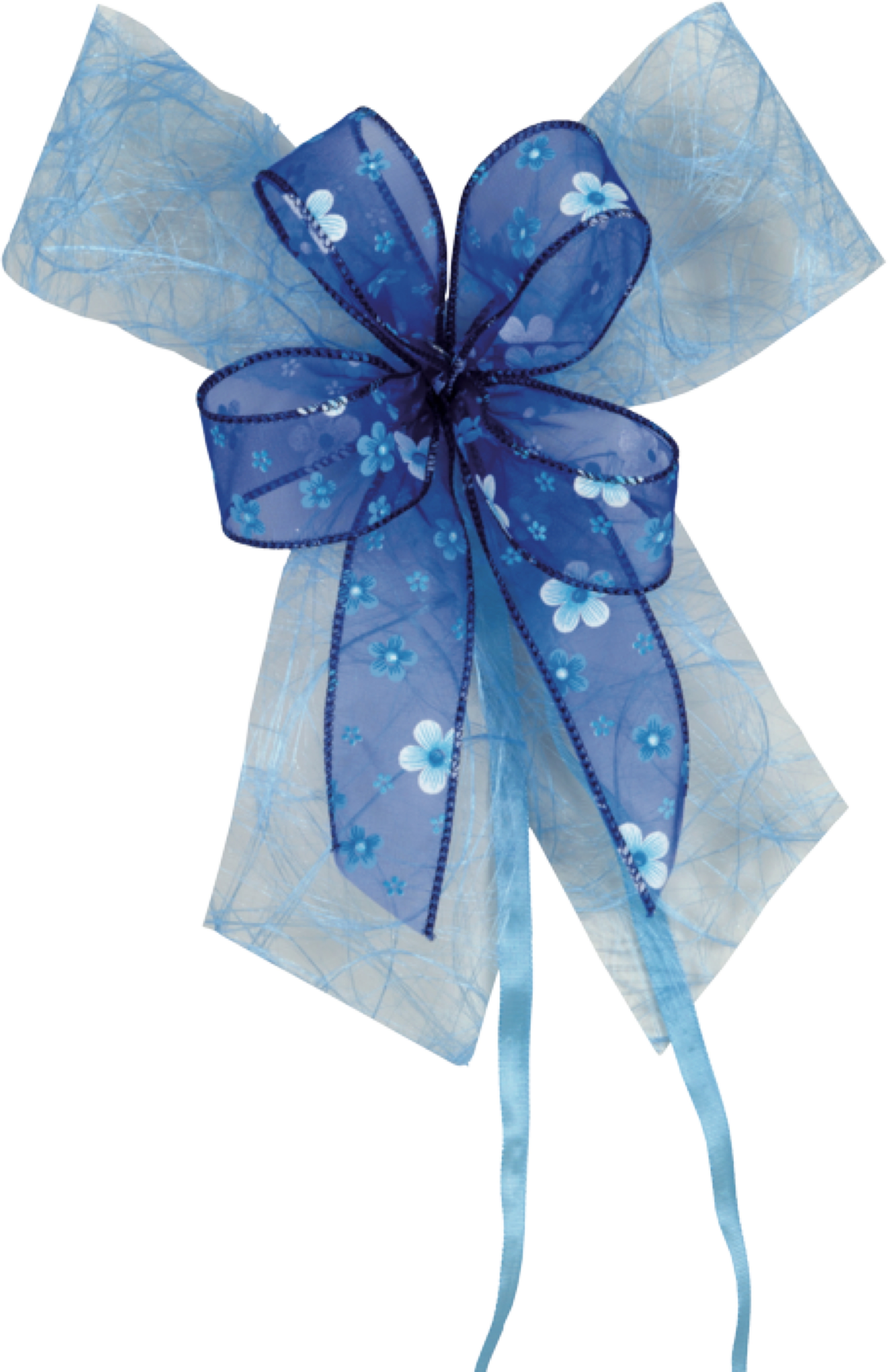 Schultütenschleife hellblau mit Blümchen