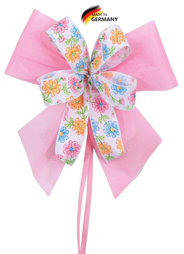 Schultütenschleife rosa mit Blümchen