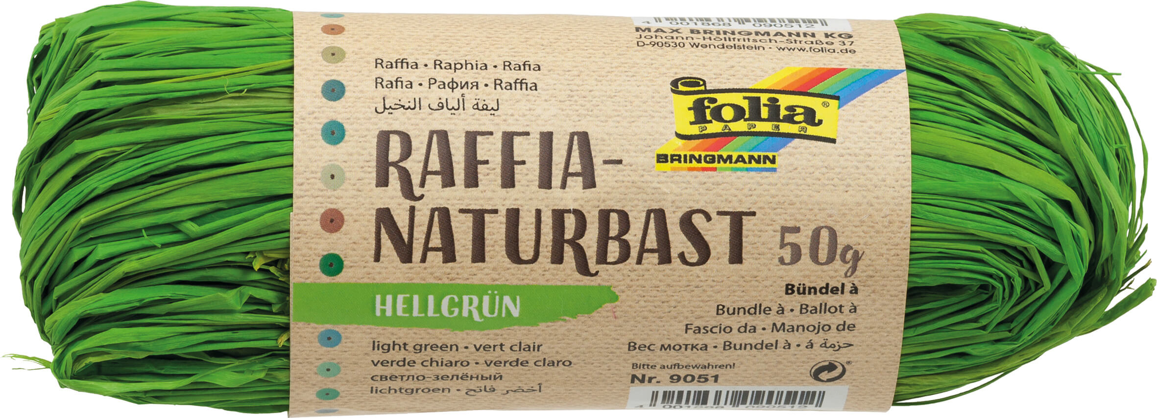 Naturbast hellgrün, 50 g