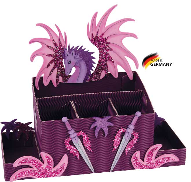 Schreibtischbox Bastelset Drache lila