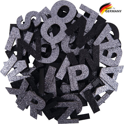Glitter Buchstabenmix anthrazit & schwarz
