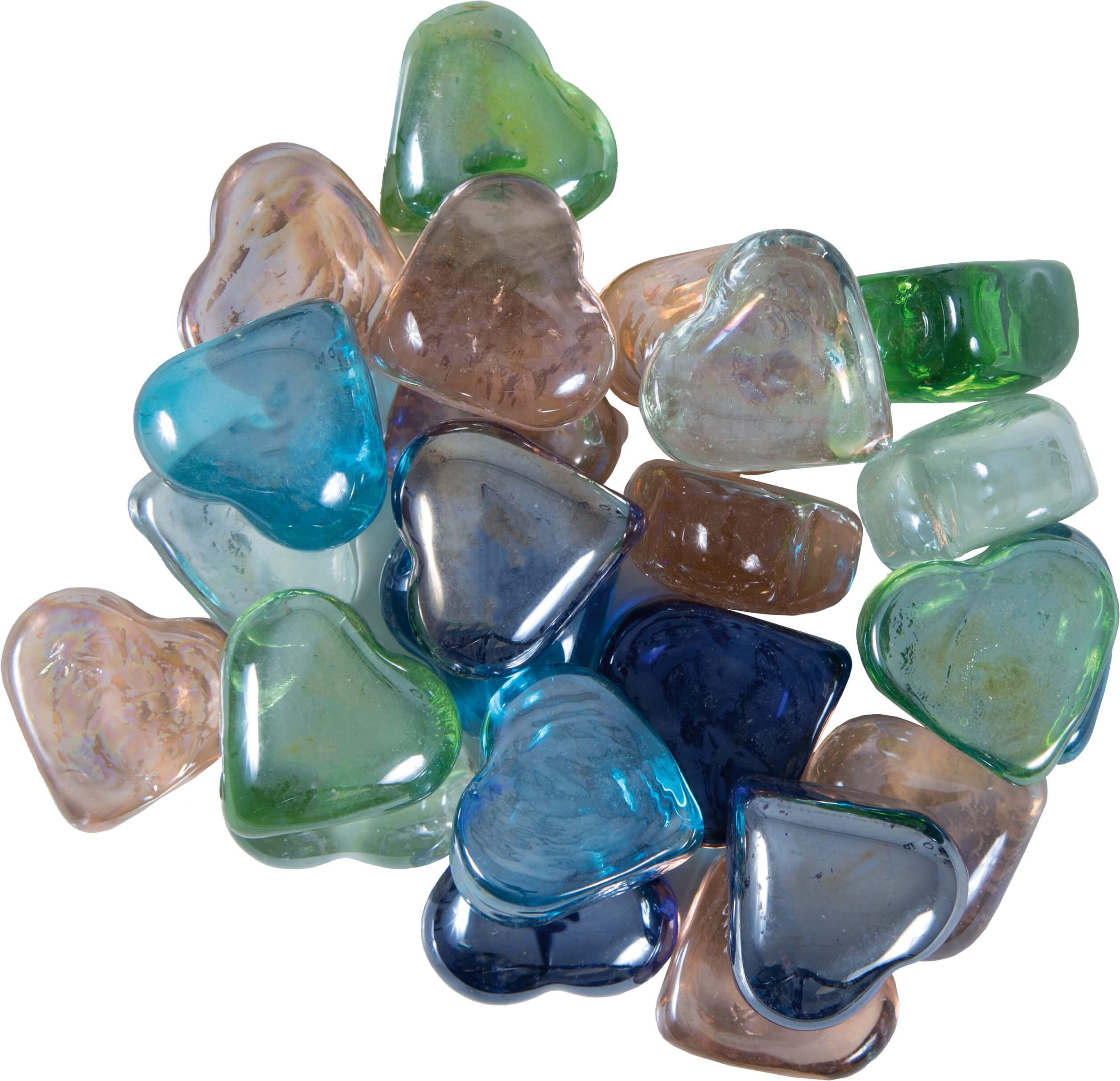 Glasherzen irisierend 350g (22 Stück)