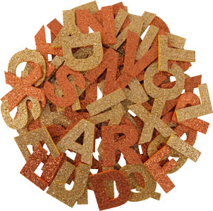 Glitter Buchstabenmix gold & kupfer