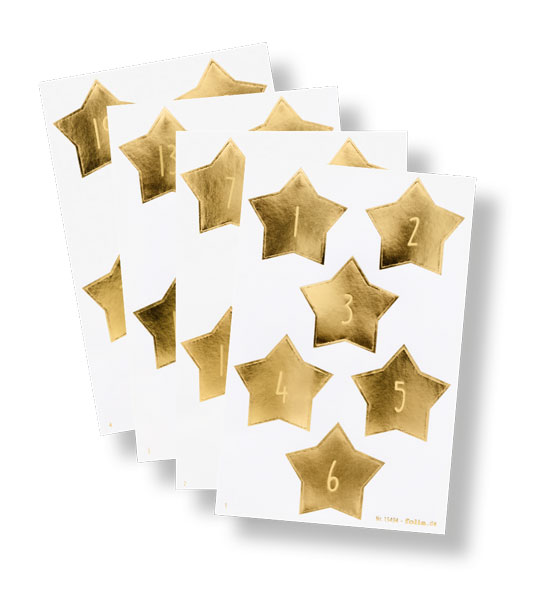 Adventskalender Sticker Sterne gold glänzend