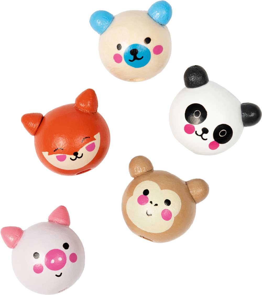 Holzperlen süße Tiere 10 Stück in 5 Motiven