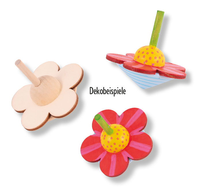 Blumenkreisel aus Holz, 5,5 cm