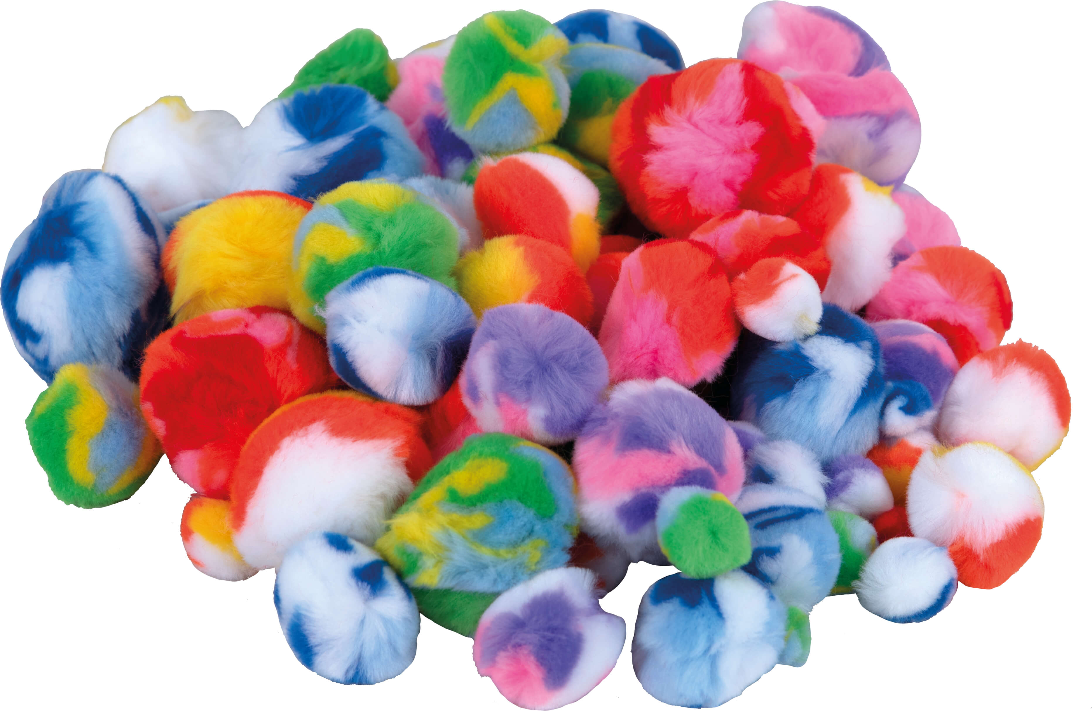 Pompons regenbogen, 100 Stück