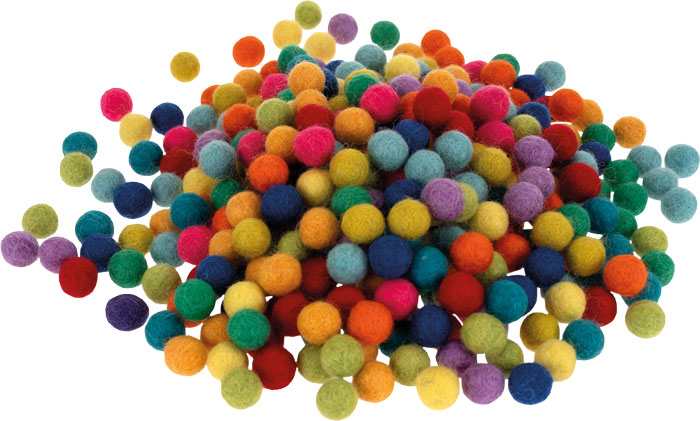 Filzkugelset klein, 366 Stück sortiert