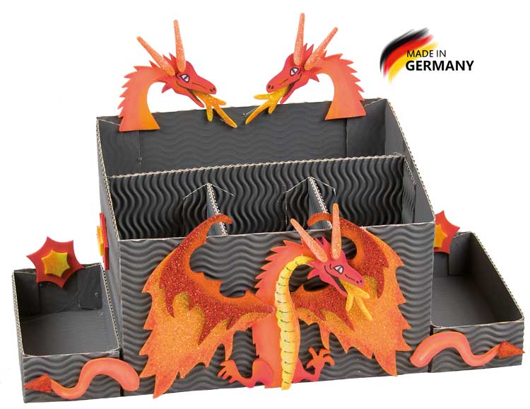 Schreibtischbox Bastelset Drachen grau