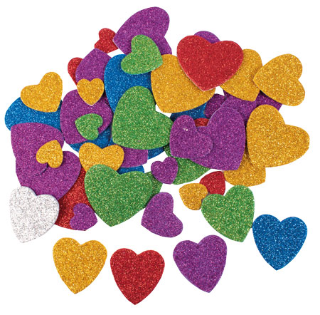 Glitterherzenmix 60 Stück sortiert