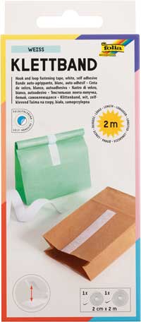 Klettband weiß 2 m x 20 mm