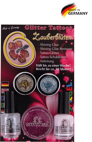 Glitzer Tattooset Zauberblüten