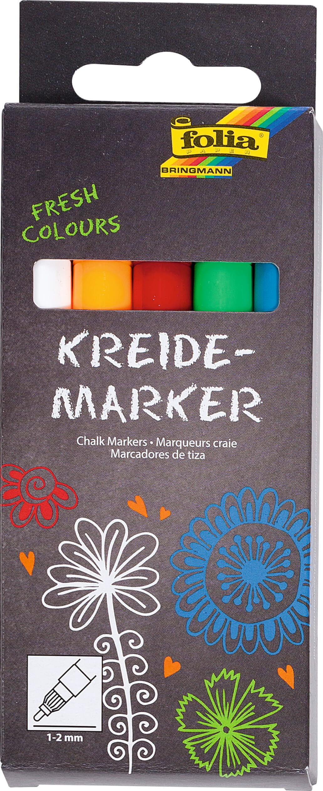 Kreidemarkerset intensiv, 5 Stück sortiert