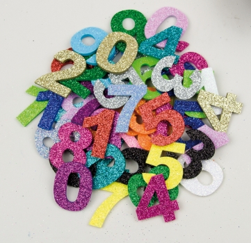 Glitter Zahlenmix, 50 Stück sortiert