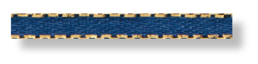 Satinband 3 mm jeansblau/gold