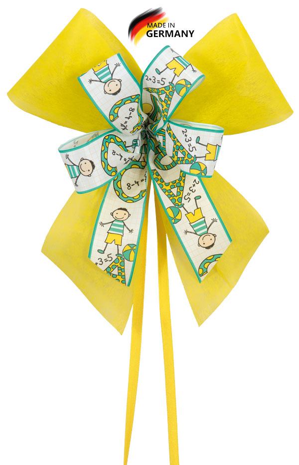 Schultütenschleife gelb mit ABC