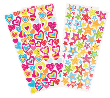 Sticker Herzen & Sterne 214 Stück sortiert