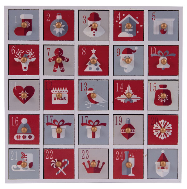 Adventskalender rot, mit 25 Fächern SALE