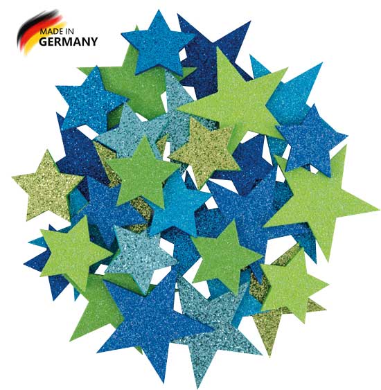 Glittersterne Meerestöne, 32 Stück sortiert