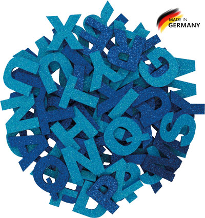 Glitter Buchstabenmix türkis & blau