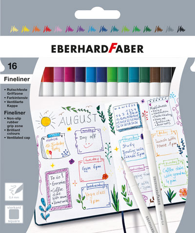 Fineliner 16 Stück sortiert