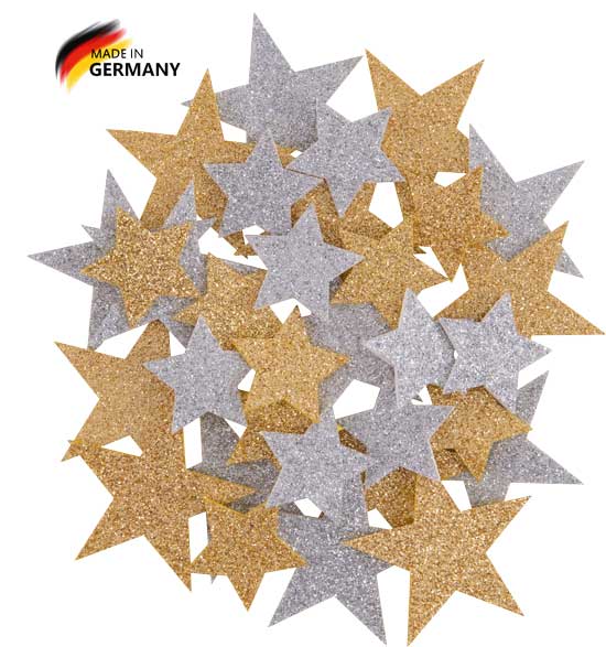 Glittersterne gold & silber 32 Stück sortiert