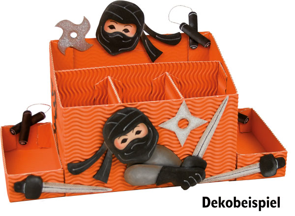 Schreibtischbox orange aus 3D Wellpappe