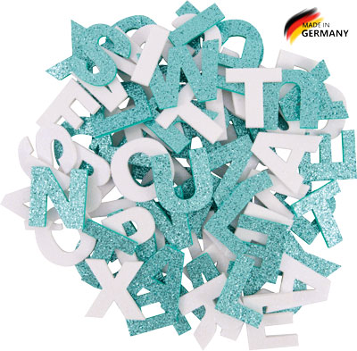 Glitter Buchstabenmix eis & smaragd