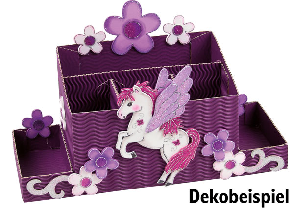 Schreibtischbox lila aus 3D Wellpappe